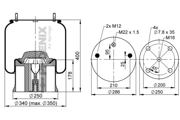 Burduf suspensie pneumatica Phoenix 1 D 28 B-11