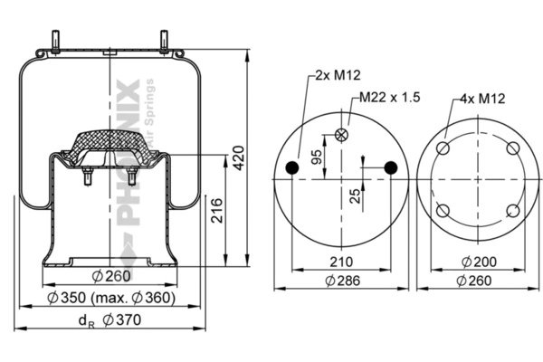 Burduf suspensie pneumatica Phoenix 1 D 28 D-10