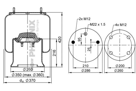 Burduf suspensie pneumatica Phoenix 1 D 28 D-10