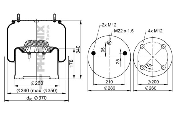 Burduf suspensie pneumatica Phoenix 1 D 28 E-1