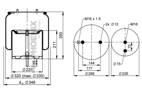 Burduf suspensie pneumatica Phoenix 1 D 28 H-16