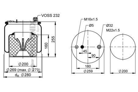 BURDUF SUSPENSIE PNEUMATICA PHOENIX 1 DF 16 A-2 - Piesa auto compatibila cu mai multe marci