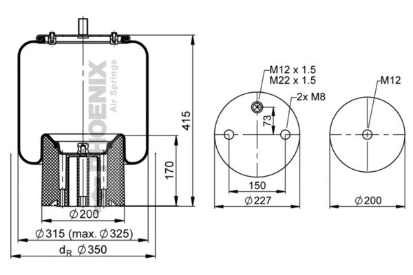 BURDUF SUSPENSIE PNEUMATICA PHOENIX 1 DK 23 L-1 - Piesa auto compatibila cu mai multe marci