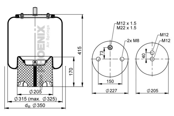 BURDUF SUSPENSIE PNEUMATICA PHOENIX 1 DK 23 L-2 - Piesa auto compatibila cu mai multe marci