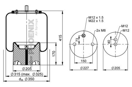 BURDUF SUSPENSIE PNEUMATICA PHOENIX 1 DK 23 L-2 - Piesa auto compatibila cu mai multe marci