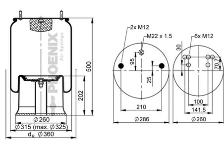 BURDUF SUSPENSIE PNEUMATICA PHOENIX 1 DK 28 H-3 - Piesa auto compatibila cu mai multe marci