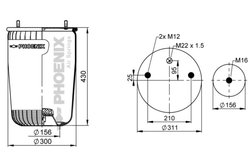 BURDUF SUSPENSIE PNEUMATICA PHOENIX 1 DK 32 K - Piesa auto compatibila cu mai multe marci