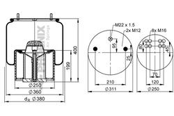 BURDUF SUSPENSIE PNEUMATICA PHOENIX 1 DK 32-2 - Piesa auto compatibila cu mai multe marci
