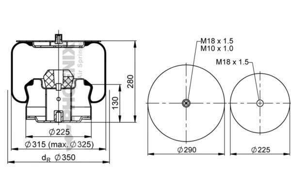 BURDUF SUSPENSIE PNEUMATICA PHOENIX 1 E 26 A-14 - Piesa auto compatibila cu mai multe marci