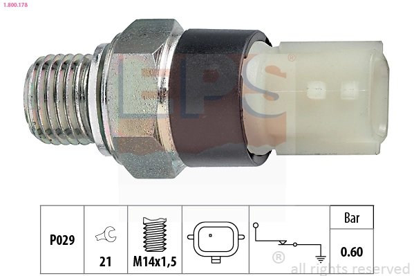 SENZOR PRESIUNE ULEI EPS 1.800.178 - Compatibil cu DACIA, FIAT, INFINITI, MERCEDES-BENZ, NISSAN, OPEL, RENAULT, SUZUKI, VAUXHALL