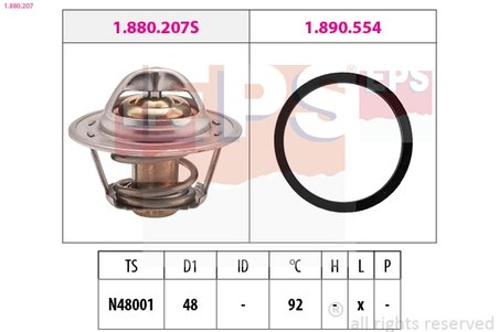 TERMOSTAT LICHID RACIRE EPS 1.880.207 - Compatibil cu OPEL, VAUXHALL