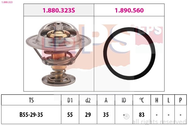 TERMOSTAT LICHID RACIRE EPS 1.880.323 - Compatibil cu CITROEN, FIAT, LANCIA, PEUGEOT, RENAULT, SUZUKI, TOYOTA