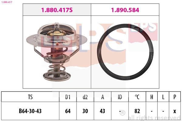 TERMOSTAT LICHID RACIRE EPS 1.880.417 - Compatibil cu CHRYSLER, HYUNDAI, KIA, LEXUS, MITSUBISHI, OPEL, RENAULT, SAAB, TOYOTA, VA
