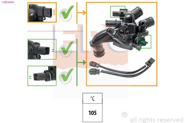 TERMOSTAT LICHID RACIRE EPS 1.880.866K - Compatibil cu CITROEN, PEUGEOT