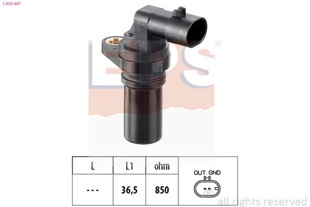 SENZOR IMPULSURI ARBORE COTIT EPS 1.953.407 - Compatibil cu ALFA ROMEO, CHEVROLET, CHRYSLER, CITROEN, FIAT, FORD, LANCIA, OPEL, 