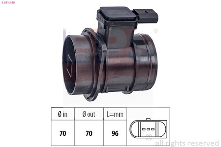 SENZOR DEBITMETRU AER EPS 1.991.449 - Compatibil cu AUDI, SEAT, SKODA, VW