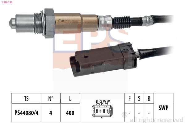 SONDA LAMBDA EPS 1.998.196 - Compatibil cu CITROEN, DS, OPEL, PEUGEOT, TOYOTA, VAUXHALL