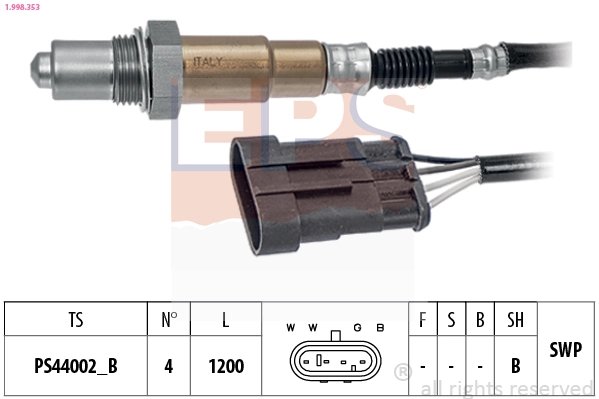 SONDA LAMBDA EPS 1.998.353 - Compatibil cu ALFA ROMEO, FIAT, LANCIA