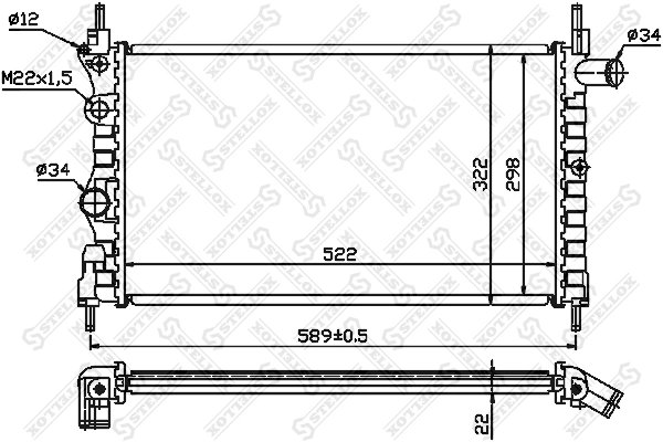 RADIATOR RACIRE MOTOR STELLOX 10-25223-SX - Compatibil cu OPEL