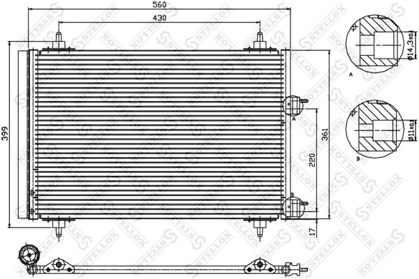 RADIATOR CLIMATIZARE STELLOX 10-45145-SX - Compatibil cu PEUGEOT