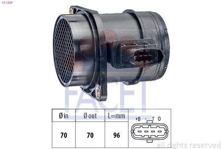 SENZOR DEBITMETRU AER FACET 10.1299 - Compatibil cu ALFA ROMEO, CHEVROLET, DAEWOO, FIAT, FORD, LANCIA, OPEL, VAUXHALL