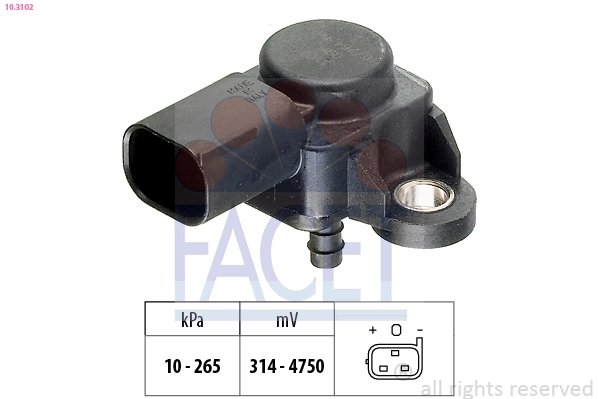 SENZOR PRESIUNE AER FACET 10.3102 - Compatibil cu CHRYSLER, JEEP, MERCEDES-BENZ, SMART