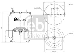 BURDUF SUSPENSIE PNEUMATICA FEBI BILSTEIN 101347 - Compatibil cu DAF