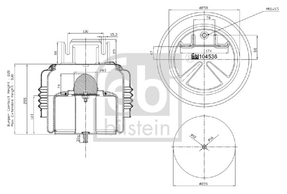 BURDUF SUSPENSIE PNEUMATICA FEBI BILSTEIN 104536 - Compatibil cu RENAULT TRUCKS, VOLVO