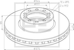DISC FRANA PE AUTOMOTIVE 106.204-00A - Compatibil cu DAF