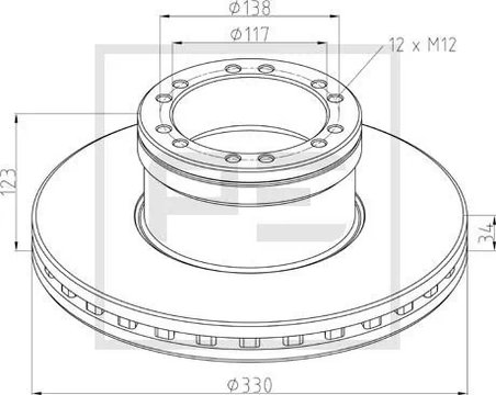 DISC FRANA PE AUTOMOTIVE 106.206-00A - Compatibil cu DAF