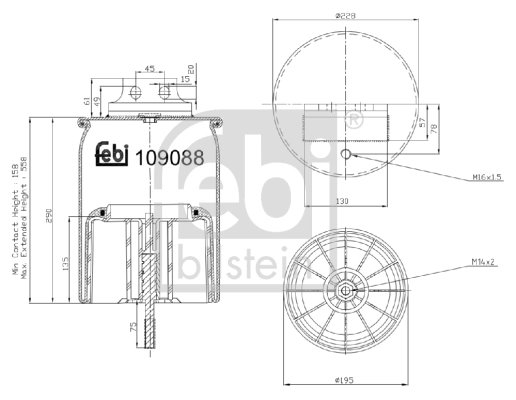 BURDUF SUSPENSIE PNEUMATICA FEBI BILSTEIN 109088 - Compatibil cu IVECO
