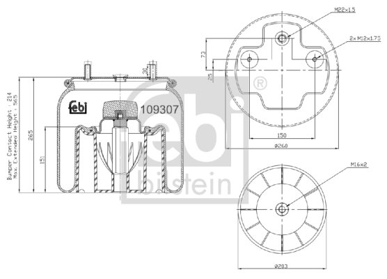 BURDUF SUSPENSIE PNEUMATICA FEBI BILSTEIN 109307 - Piesa auto compatibila cu mai multe marci