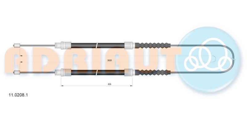 CABLU FRANA DE MANA ADRIAUTO 11.0208.1 - Compatibil cu CITROEN, FIAT, PEUGEOT