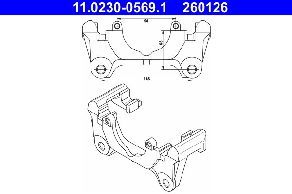 SUPORT ETRIER ATE 11.0230-0569.1 - Compatibil cu AUDI, SEAT