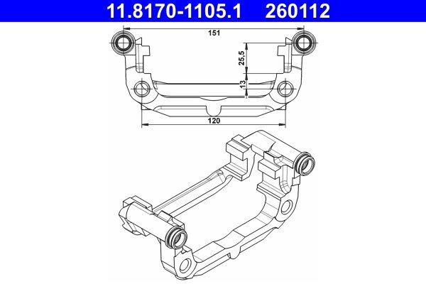 SUPORT ETRIER ATE 11.8170-1105.1 - Compatibil cu CHEVROLET, OPEL, VAUXHALL