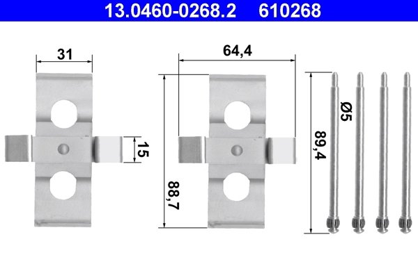 Set accesorii placute frana ATE 13.0460-0268.2