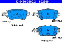 SET PLACUTE FRANA ATE 13.0460-2600.2 - Compatibil cu NISSAN, RENAULT