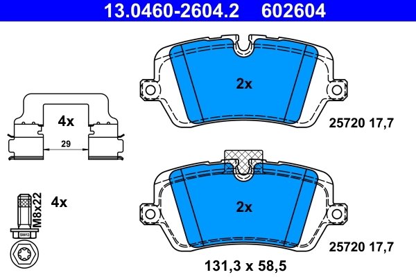 SET PLACUTE FRANA ATE 13.0460-2604.2 - Compatibil cu LAND ROVER