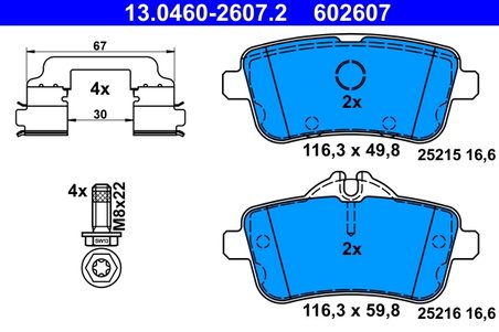 Set placute frana ATE 13.0460-2607.2