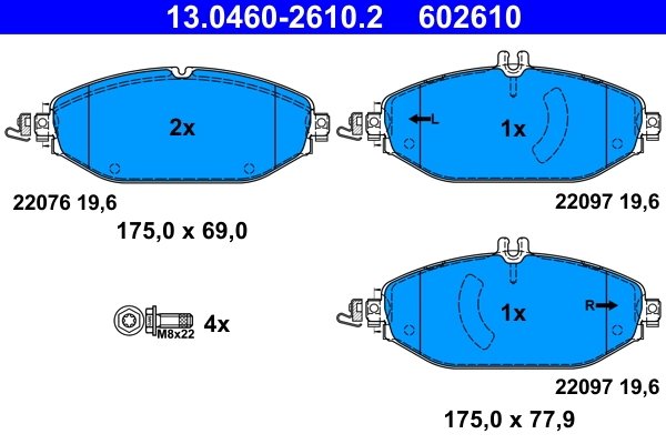 SET PLACUTE FRANA ATE 13.0460-2610.2 - Compatibil cu MERCEDES-BENZ