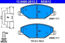 SET PLACUTE FRANA ATE 13.0460-2612.2 - Compatibil cu SKODA