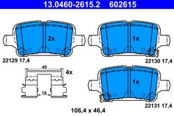SET PLACUTE FRANA ATE 13.0460-2615.2 - Compatibil cu CHEVROLET, OPEL, VAUXHALL