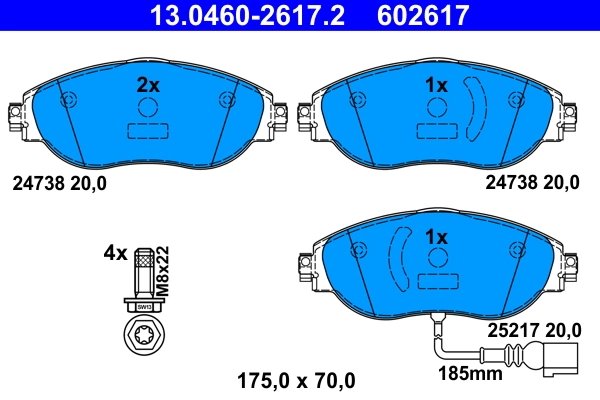 SET PLACUTE FRANA ATE 13.0460-2617.2 - Compatibil cu AUDI, CUPRA, SEAT, SKODA, VW