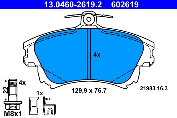 Set placute frana ATE 13.0460-2619.2