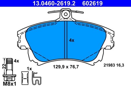 Set placute frana ATE 13.0460-2619.2