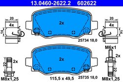 Set placute frana ATE 13.0460-2622.2