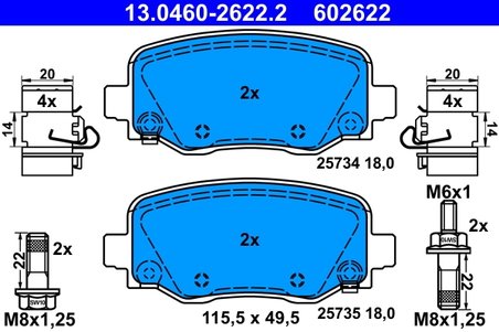 SET PLACUTE FRANA ATE 13.0460-2622.2 - Compatibil cu JEEP