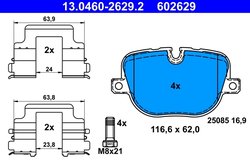 SET PLACUTE FRANA ATE 13.0460-2629.2 - Compatibil cu LAND ROVER