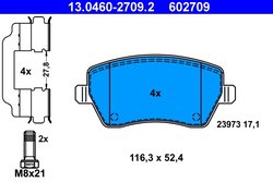 SET PLACUTE FRANA ATE 13.0460-2709.2 - Compatibil cu DACIA, LADA, MERCEDES-BENZ, NISSAN, RENAULT