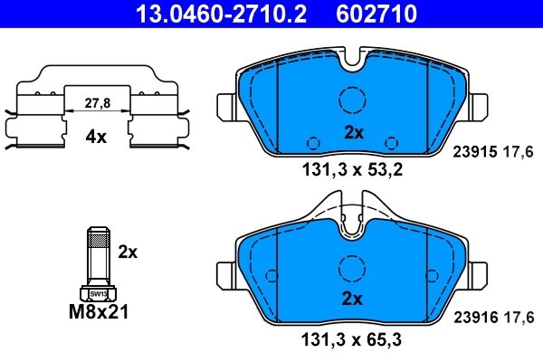 SET PLACUTE FRANA ATE 13.0460-2710.2 - Compatibil cu BMW, MINI